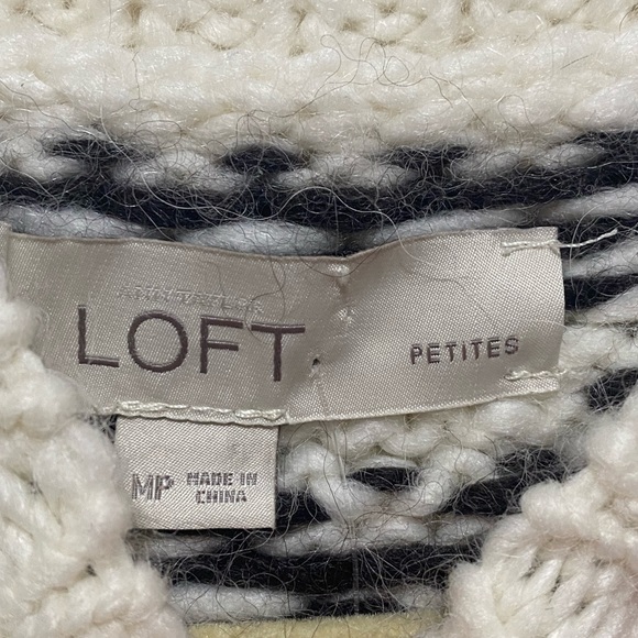 Ann Taylor Loft Sweater Women Small Ivory Fair Isle Gem Wool Alpaca Mohair Blend - Picture 11 of 11